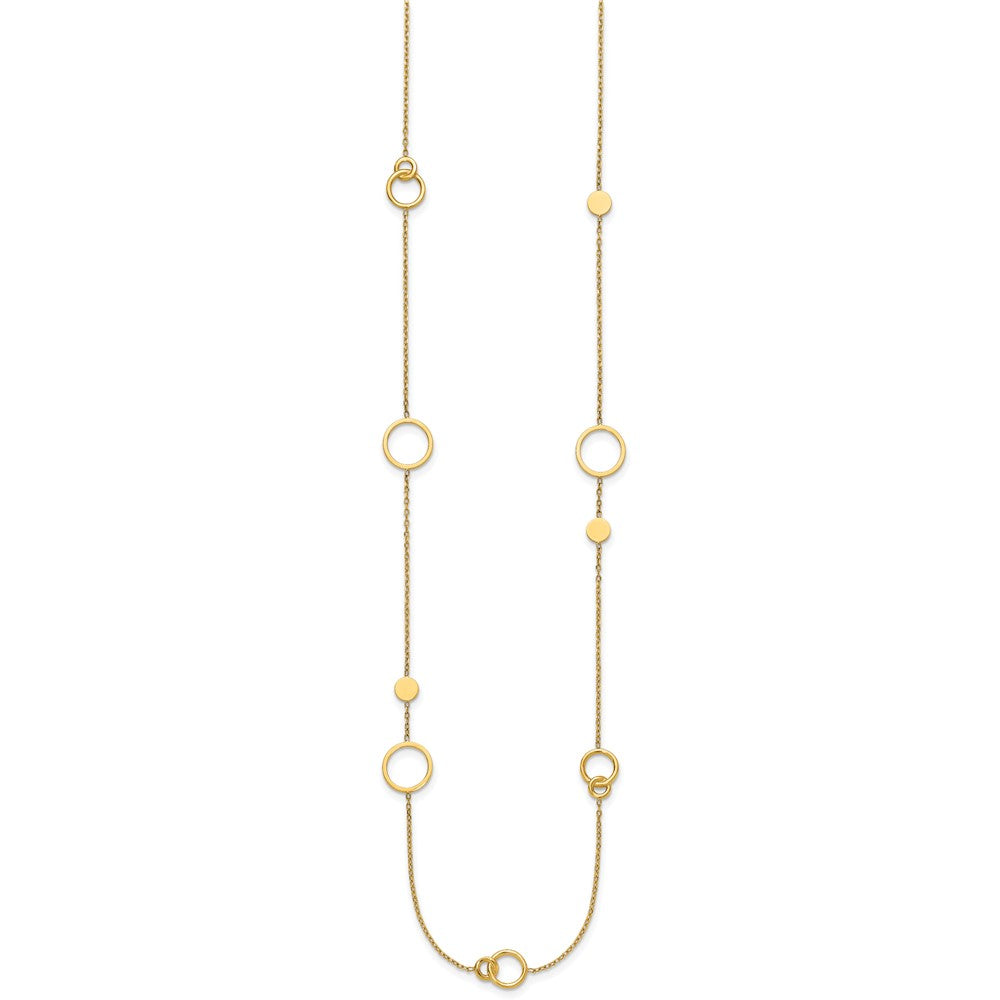 14k Polished Circle Pattern Necklace