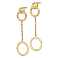 14k Polished Circle Pattern Dangle Post Earrings