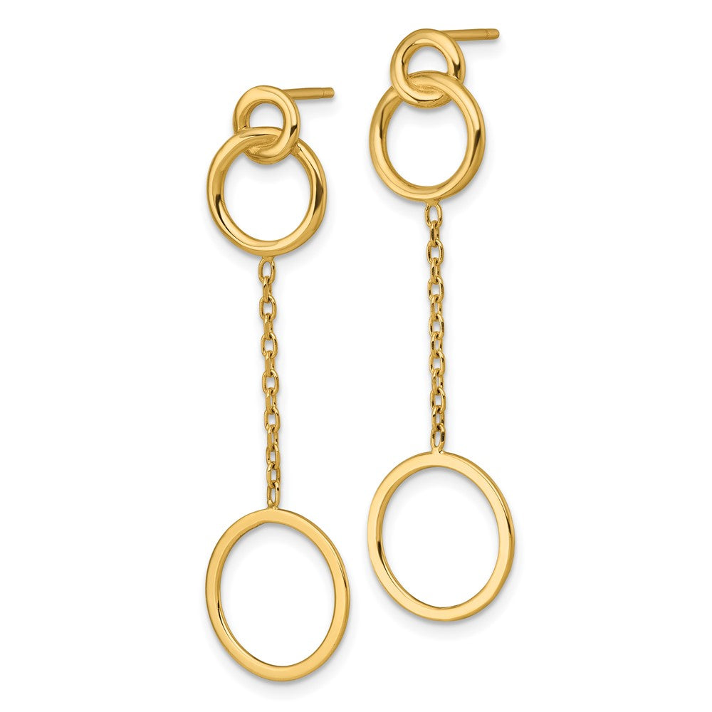 14k Polished Circle Pattern Dangle Post Earrings