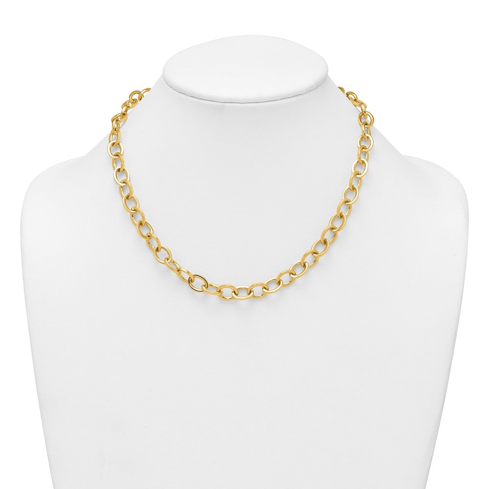 14k Polished Round Oval Chain 9mm Necklace