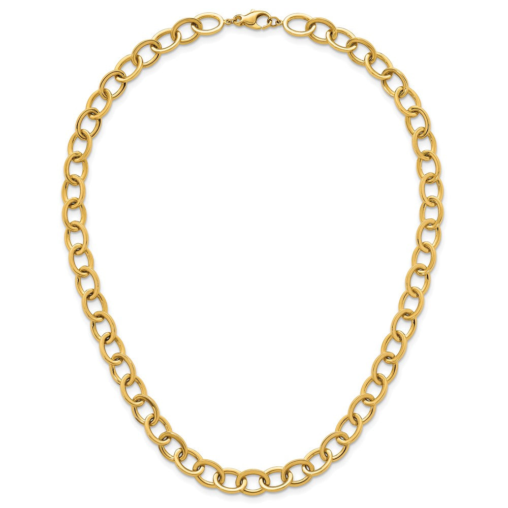 14k Polished Round Oval Chain 9mm Necklace