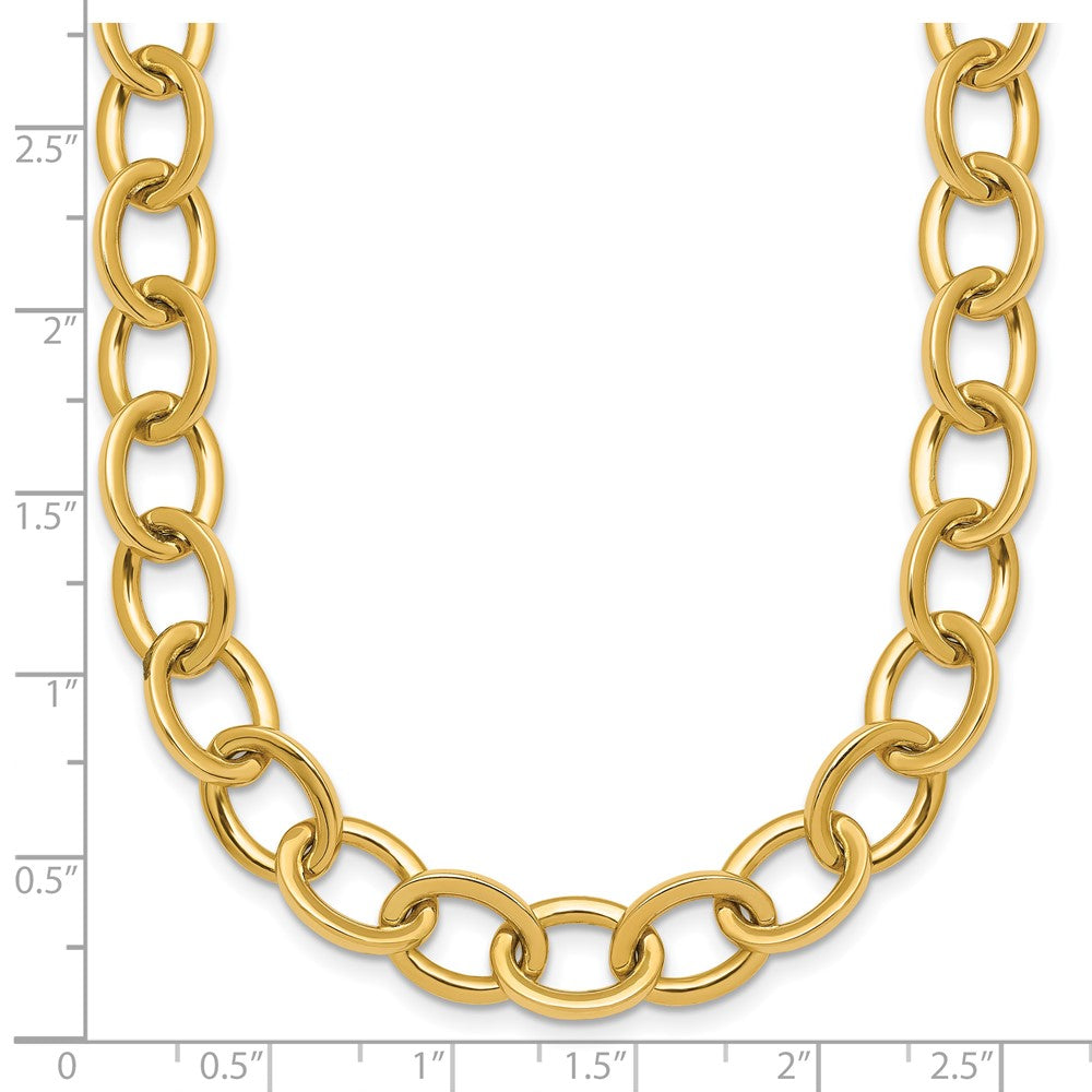 14k Polished Round Oval Chain 9mm Necklace
