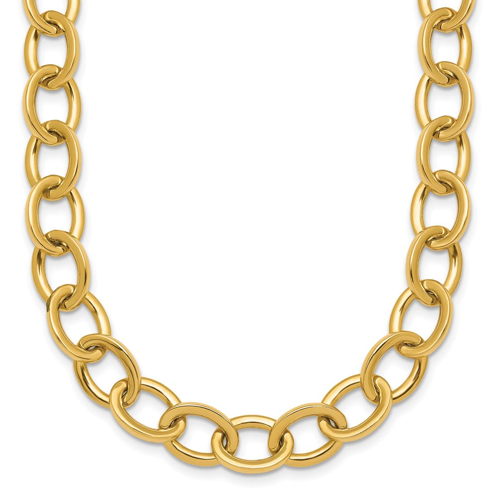 14k Polished Round Oval Chain 9mm Necklace