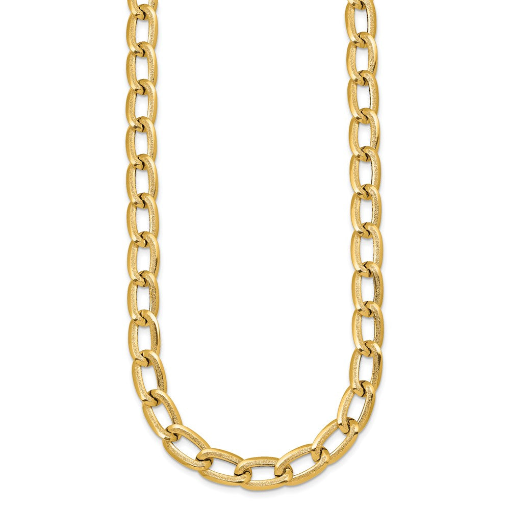14k Polished And Textured Long Curb Bracelet
