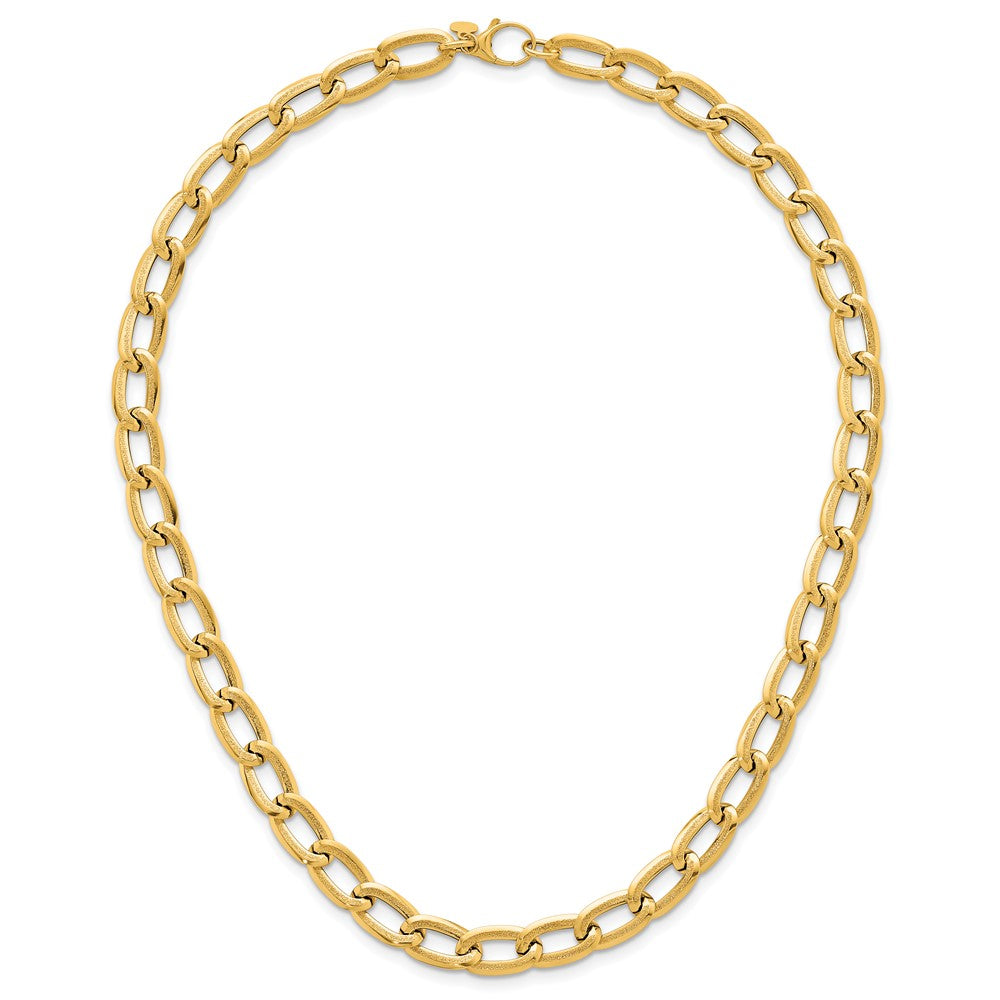 14k Polished And Textured Long Curb Bracelet
