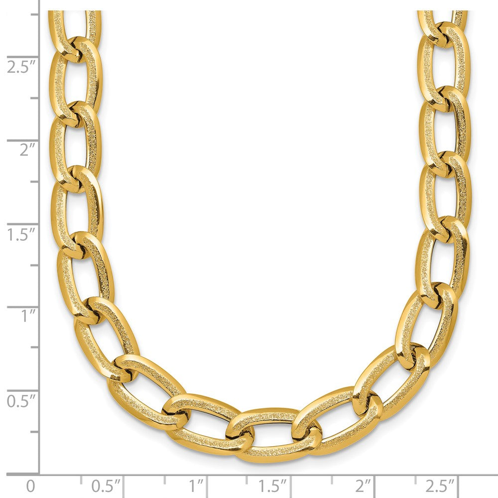 14k Polished And Textured Long Curb Bracelet