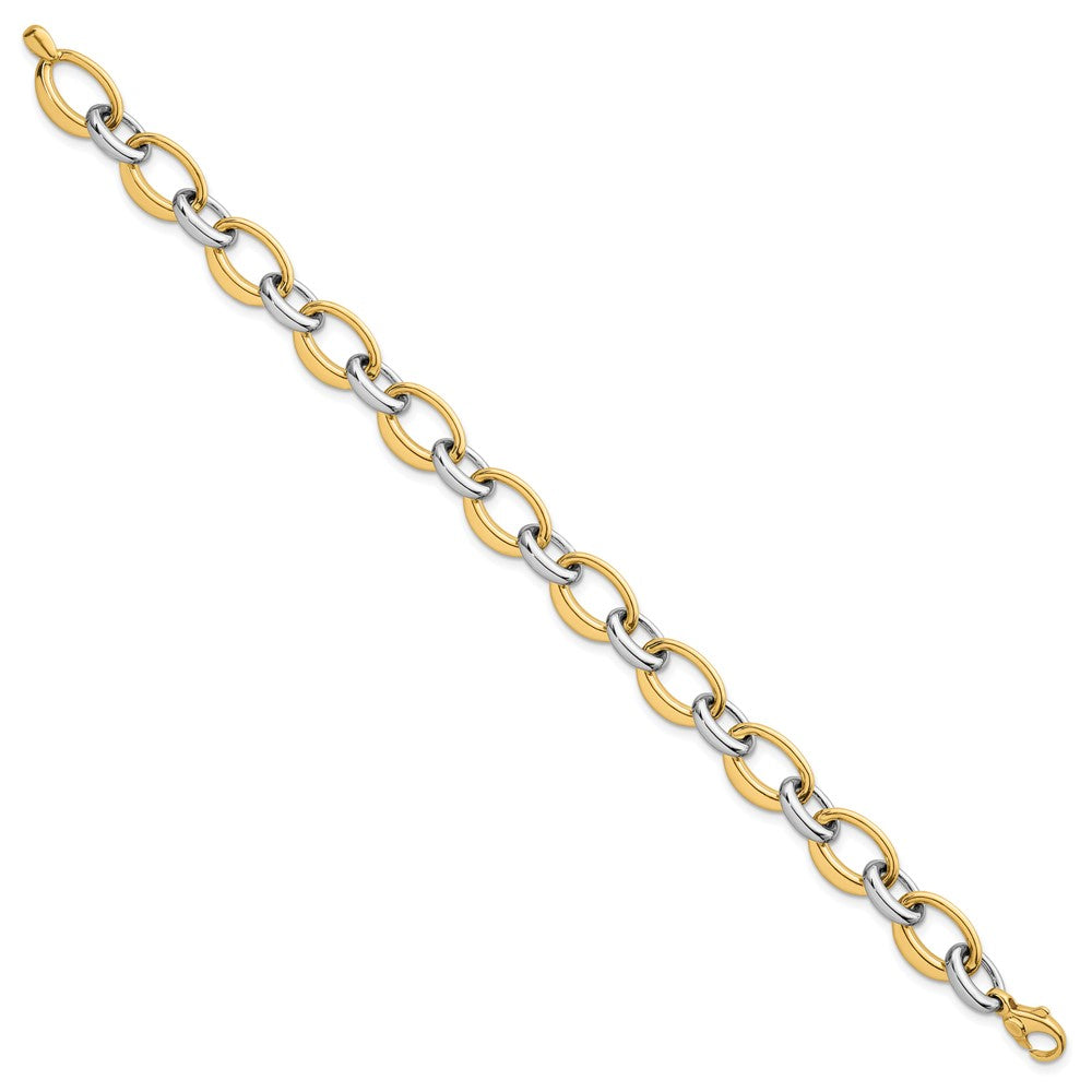 14K Two-tone Polished Fancy Link Bracelet