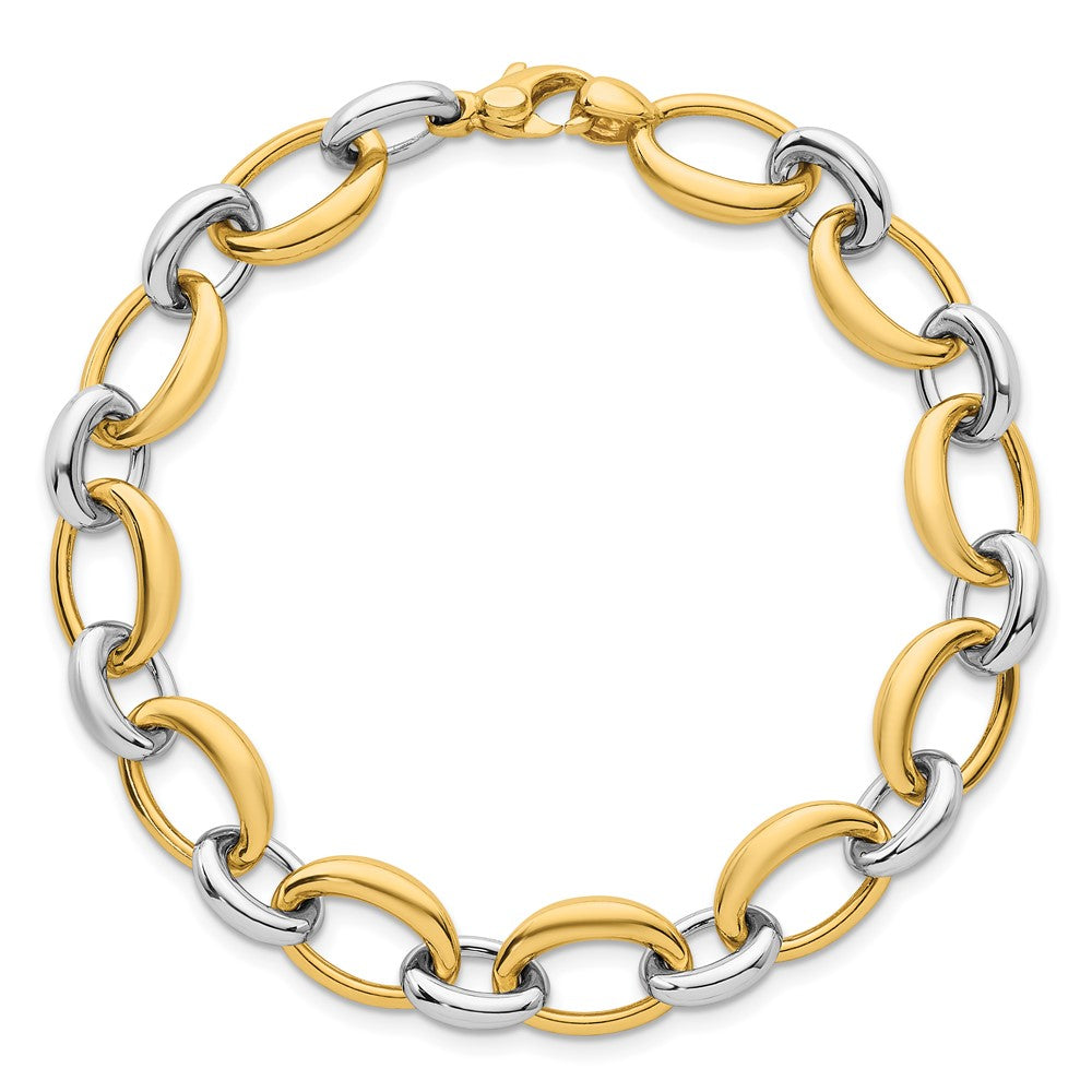 14K Two-tone Polished Fancy Link Bracelet