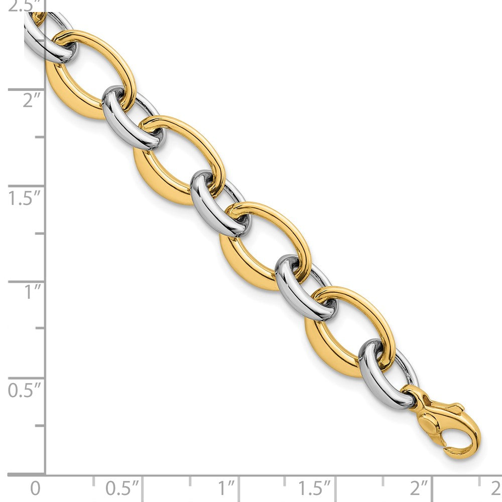 14K Two-tone Polished Fancy Link Bracelet