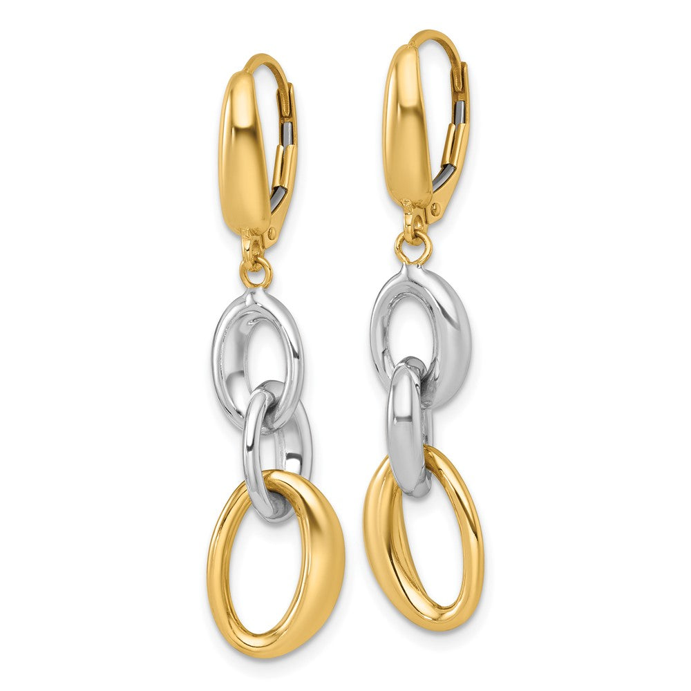 14k Two Tone Polished Fancy Link Earrings