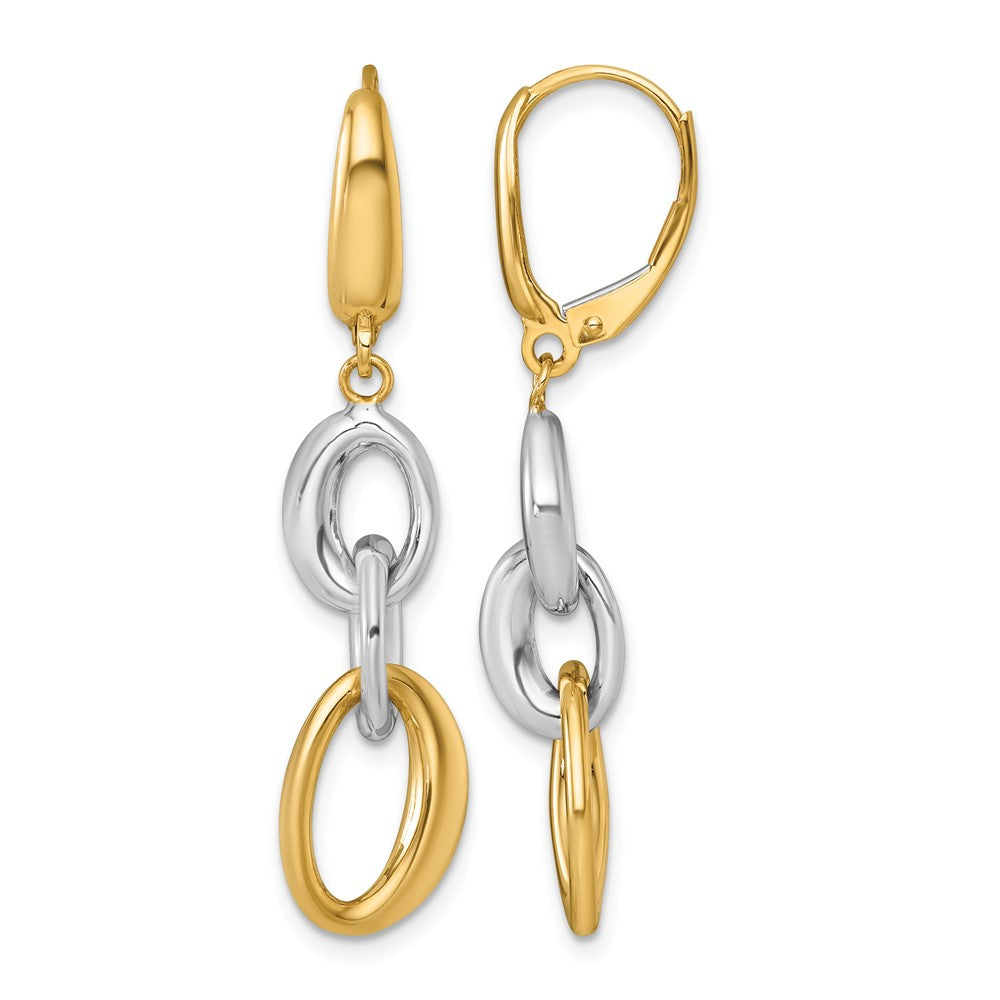 14k Two Tone Polished Fancy Link Earrings
