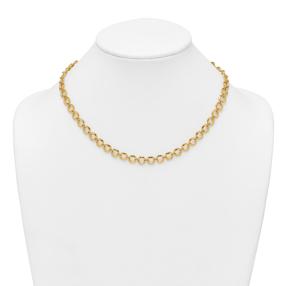 14k Polished Fancy Circle Link 8mm Necklace