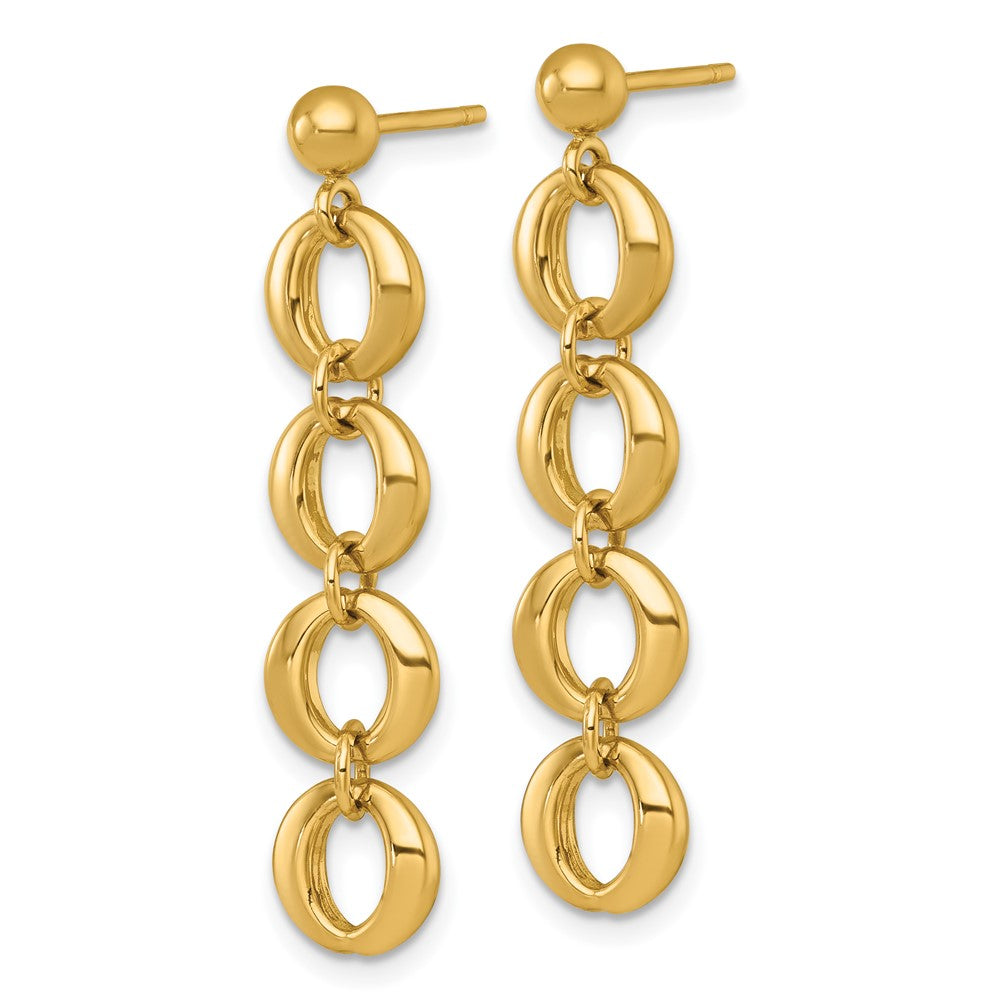 14k Polished Fancy Circle Link 8mm Dangle Post Earrings