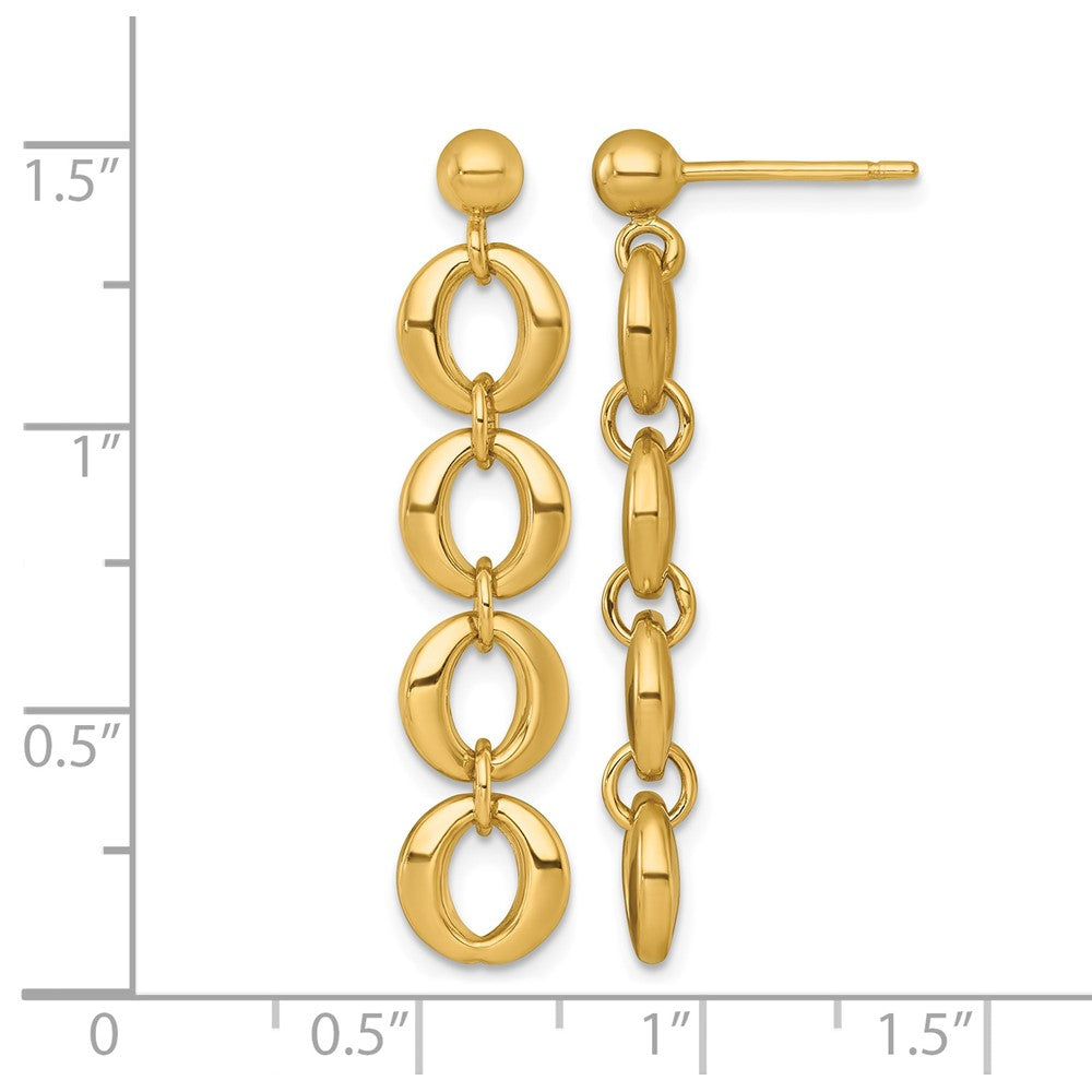 14k Polished Fancy Circle Link 8mm Dangle Post Earrings