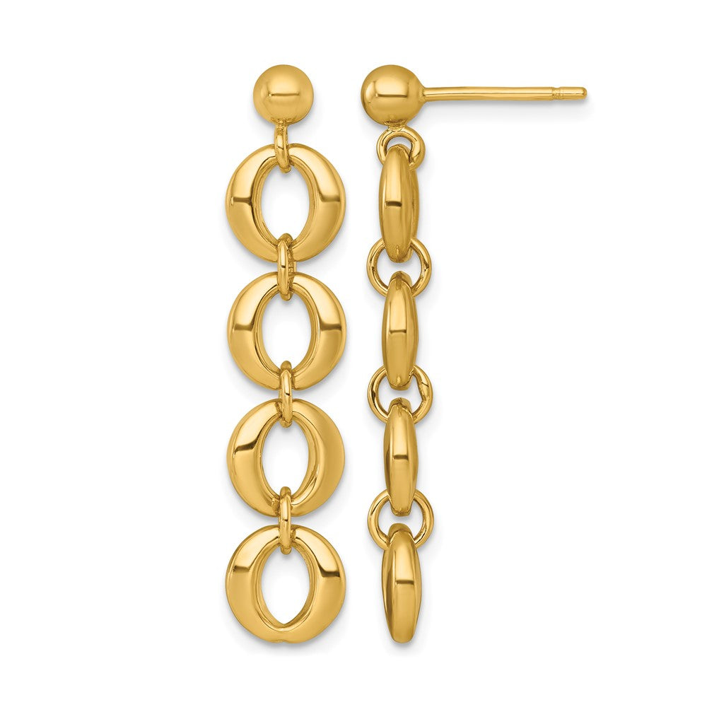 14k Polished Fancy Circle Link 8mm Dangle Post Earrings