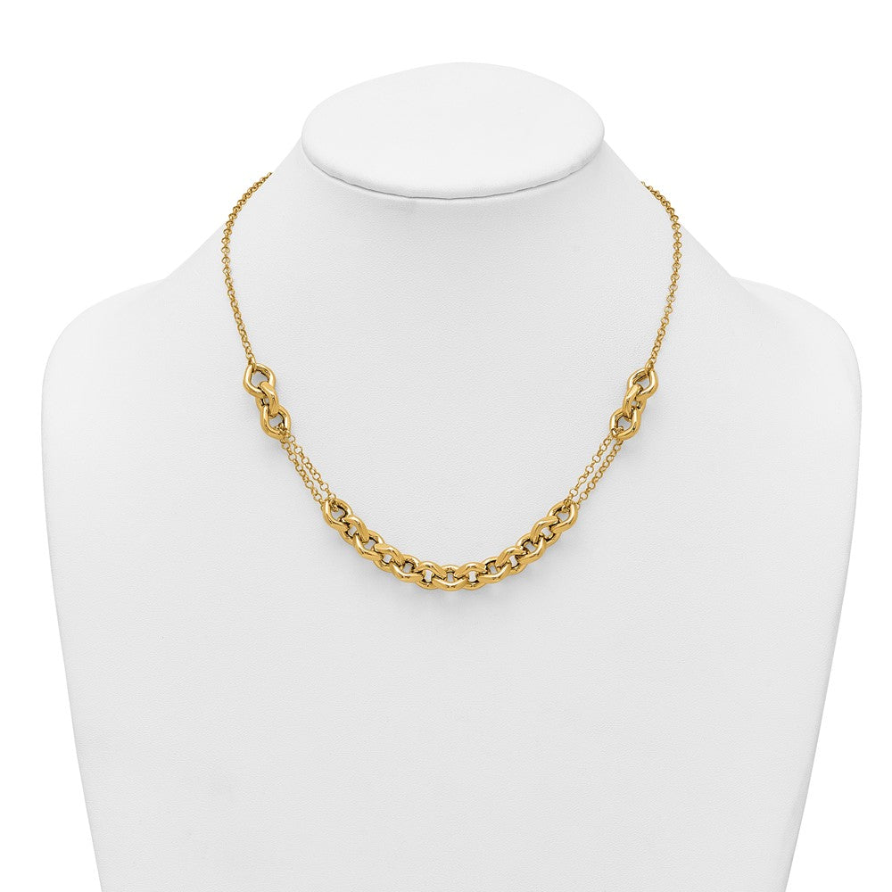 14k Polished Fancy Multi Link Chain Necklace