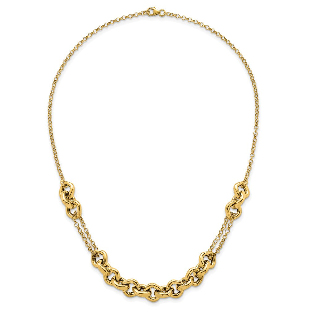 14k Polished Fancy Multi Link Chain Necklace