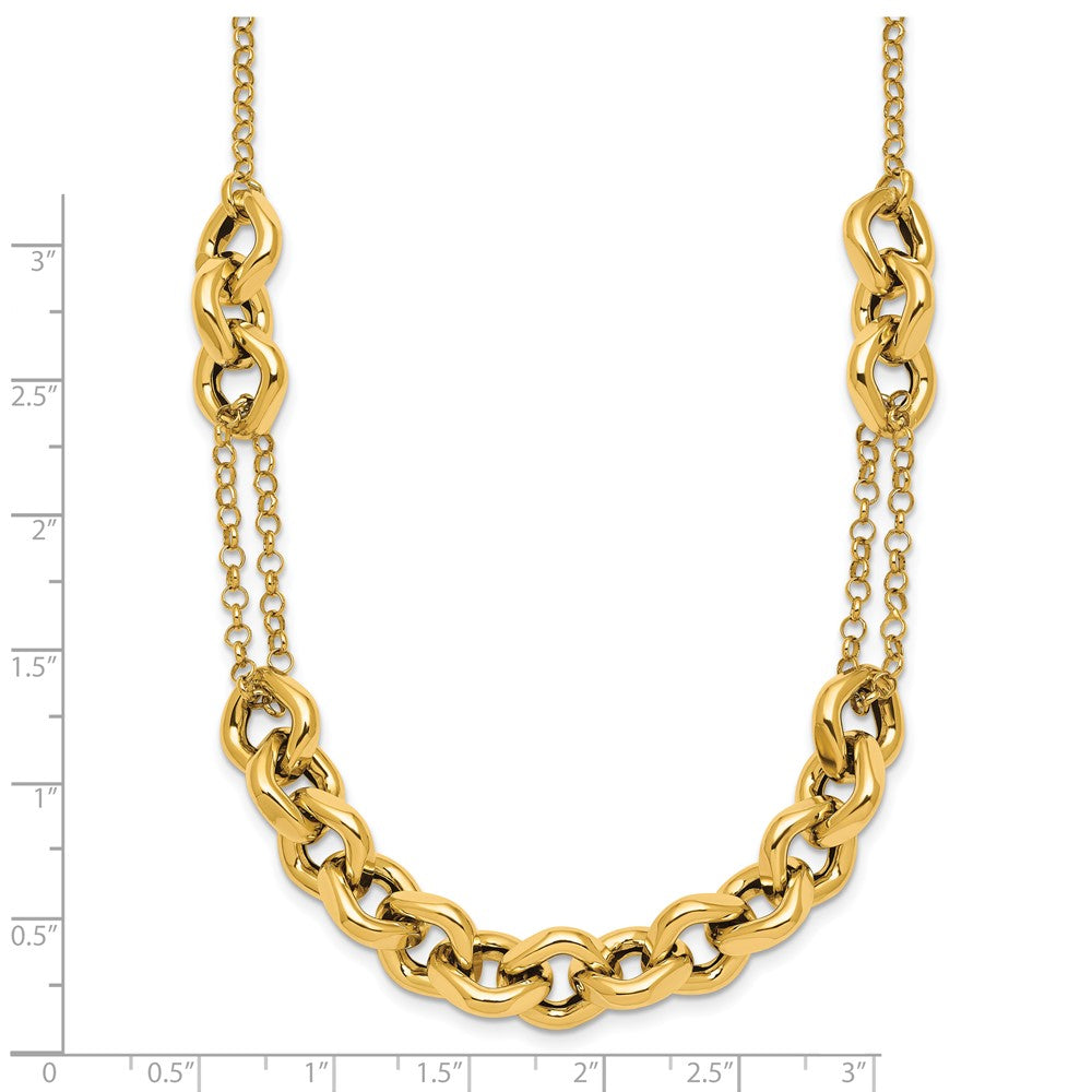 14k Polished Fancy Multi Link Chain Necklace