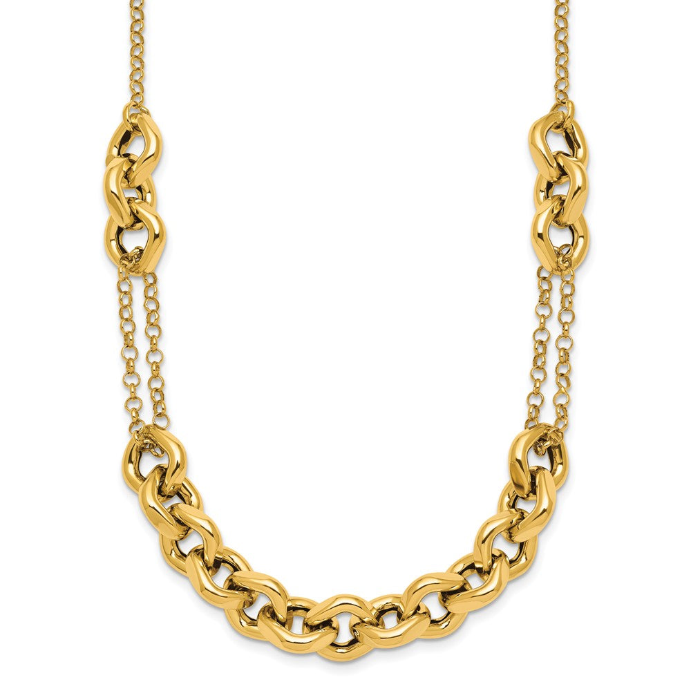 14k Polished Fancy Multi Link Chain Necklace