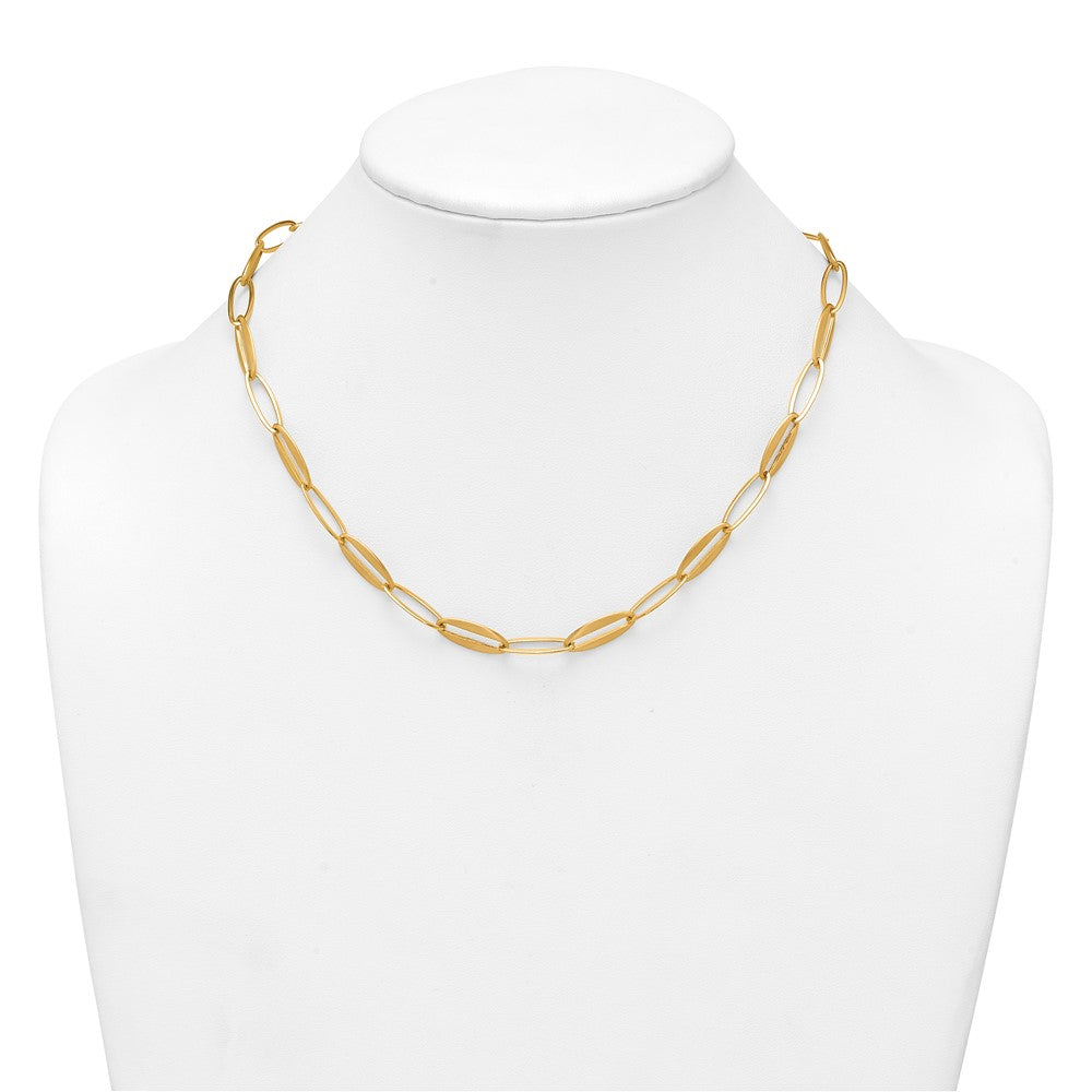14k Brushed and Polished Long Oval Link 7.25mm Necklace