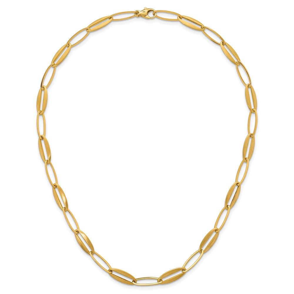 14k Brushed and Polished Long Oval Link 7.25mm Necklace