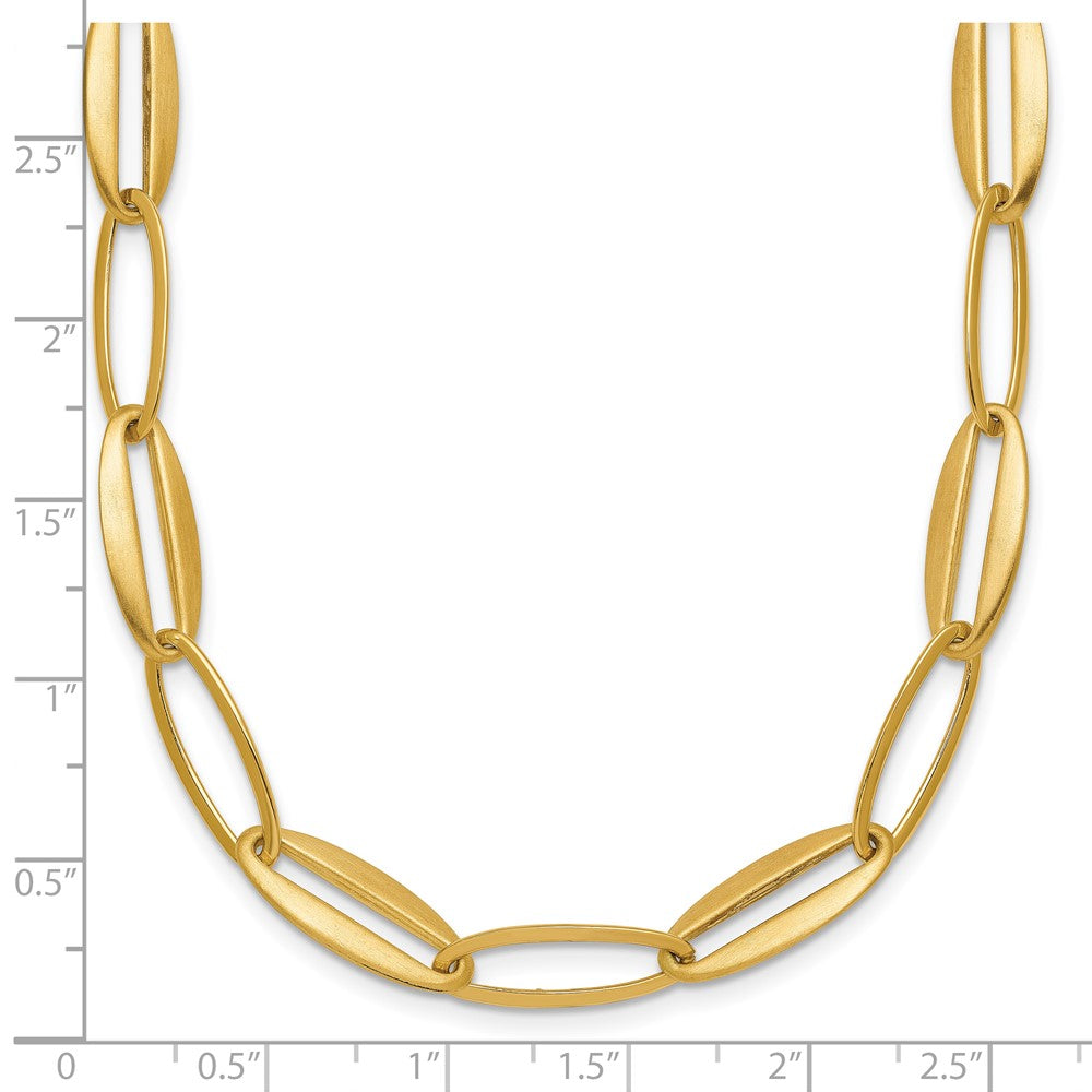 14k Brushed and Polished Long Oval Link 7.25mm Necklace
