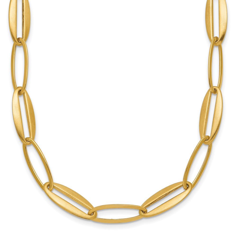 14k Brushed and Polished Long Oval Link 7.25mm Necklace