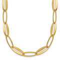 14k Brushed and Polished Long Oval Link 7.25mm Necklace