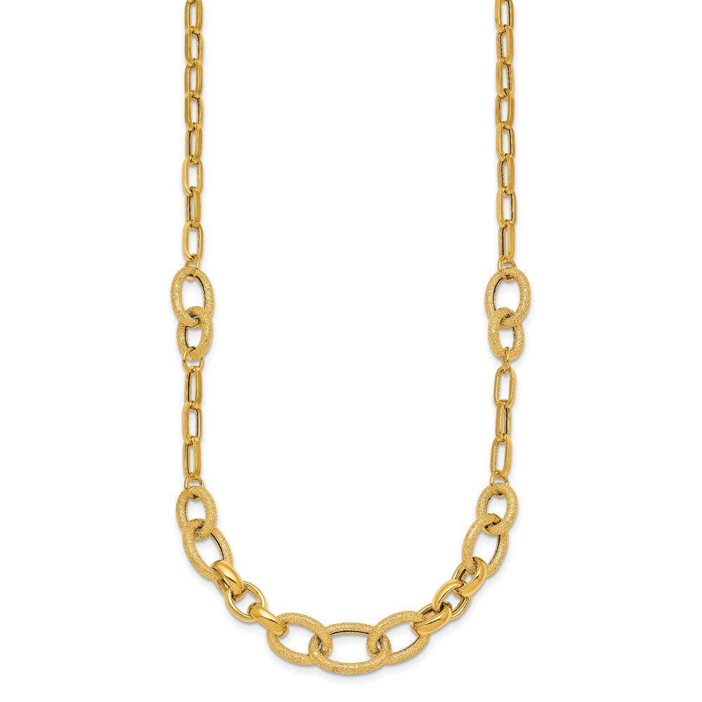 14k Polished and Textured Fancy Link Bracelet