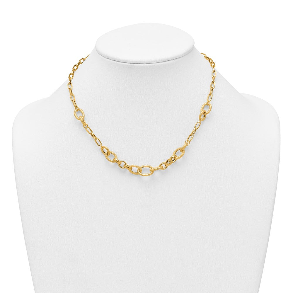 14k Polished and Textured Fancy Link Bracelet