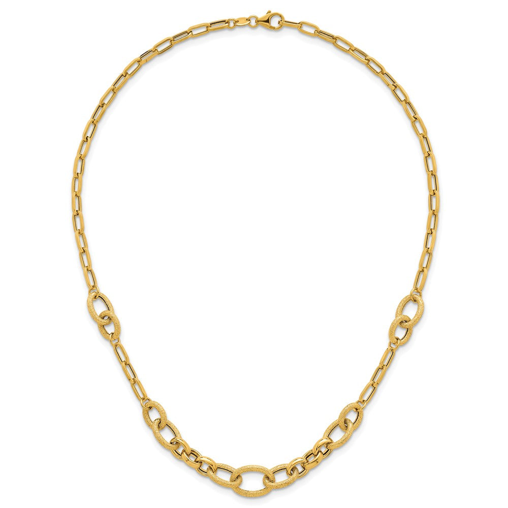 14k Polished and Textured Fancy Link Bracelet