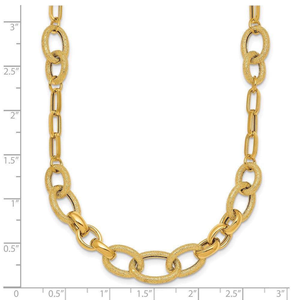 14k Polished and Textured Fancy Link Bracelet