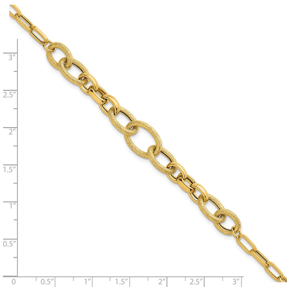 14k Polished and Textured Fancy Link Bracelet
