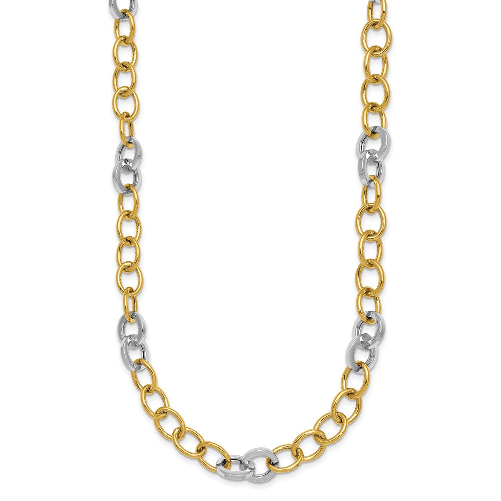 14k Two-tone Polished Fancy Circle Chain 9.75mm Necklace