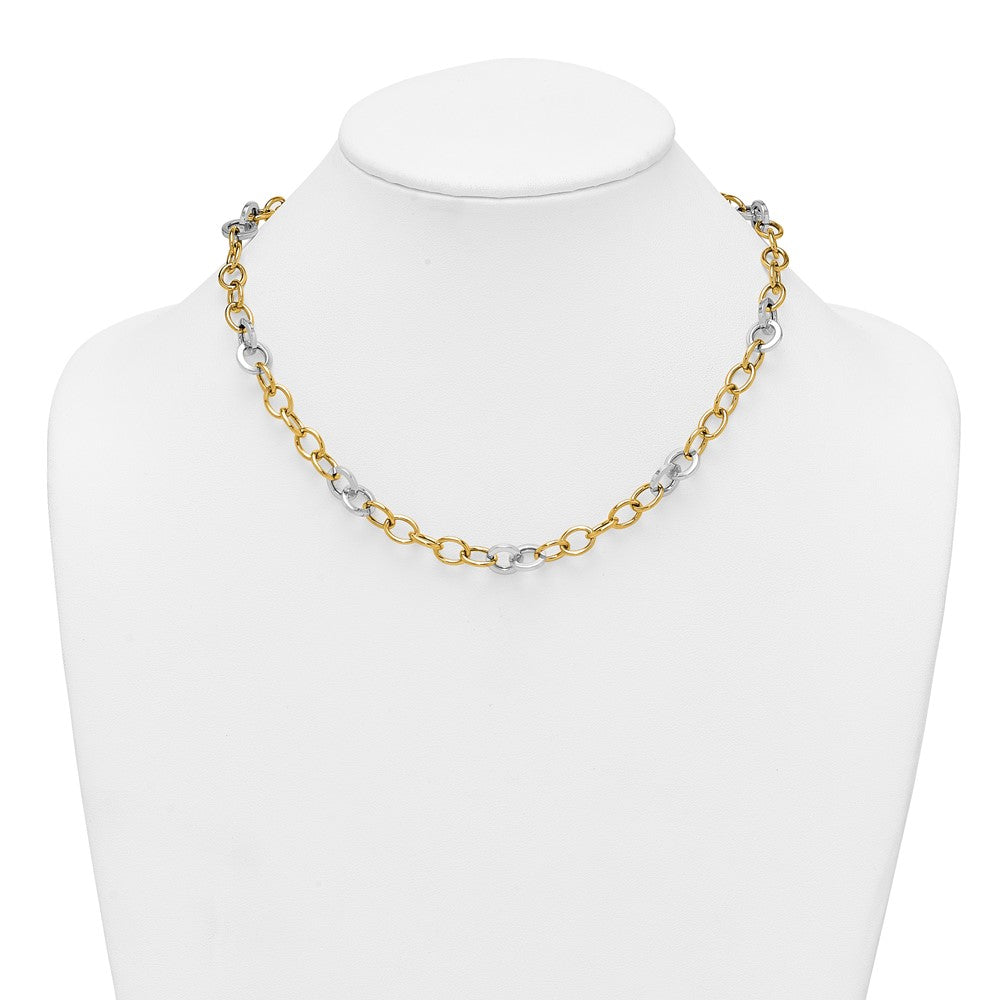 14k Two-tone Polished Fancy Circle Chain 9.75mm Necklace
