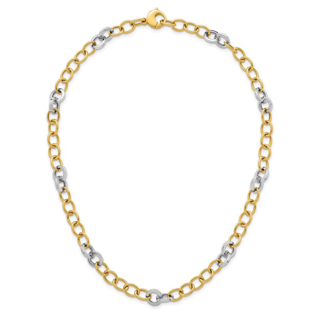 14k Two-tone Polished Fancy Circle Chain 9.75mm Necklace