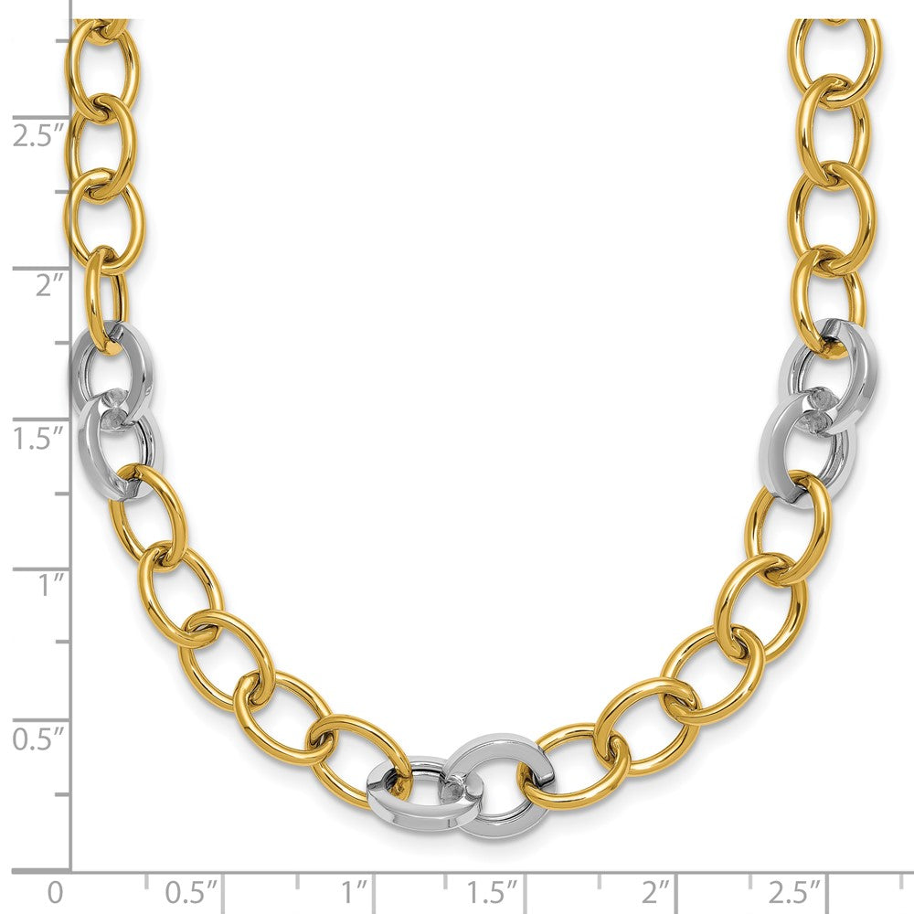 14k Two-tone Polished Fancy Circle Chain 9.75mm Necklace