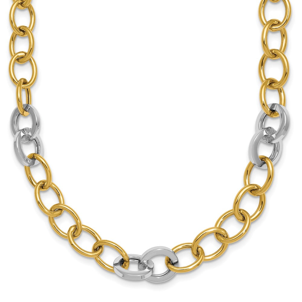 14k Two-tone Polished Fancy Circle Chain 9.75mm Necklace