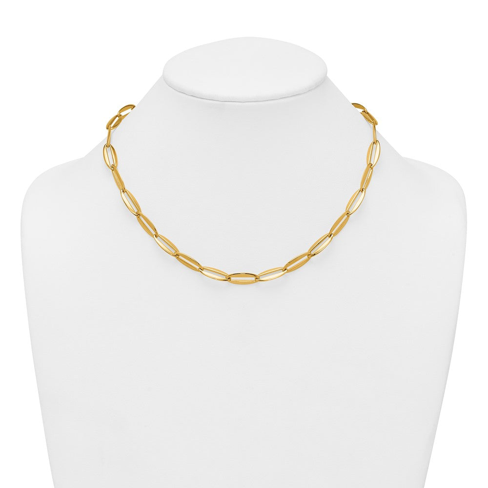 14k Polished Long Oval Link 7mm Necklace