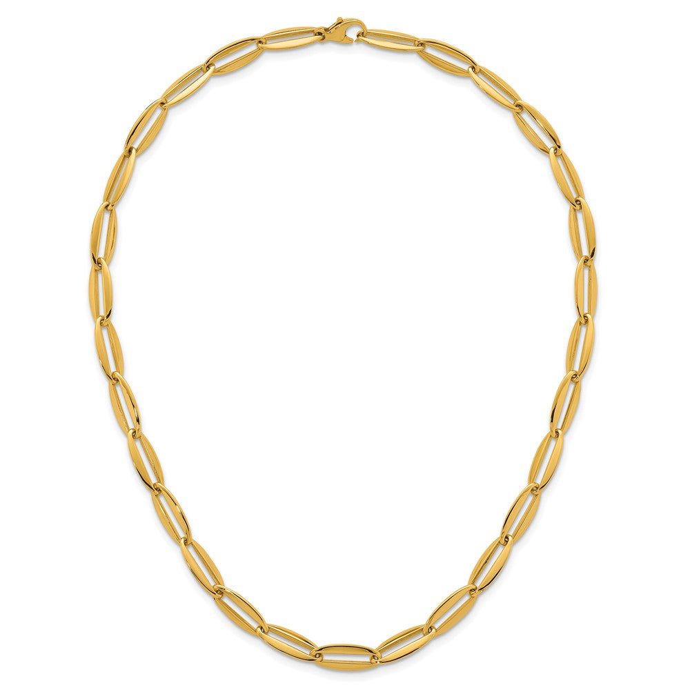 14k Polished Long Oval Link 7mm Necklace