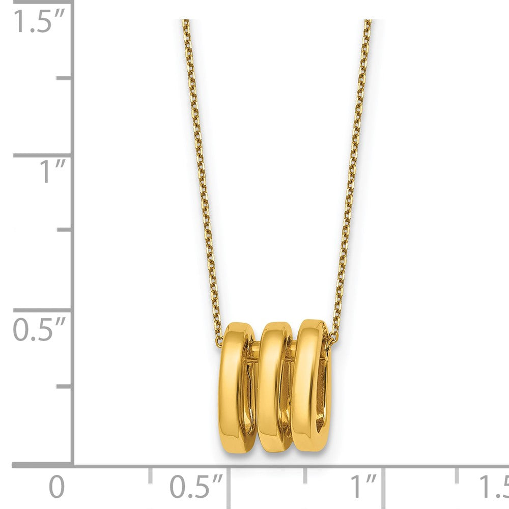 14k Polished 3 Oval Rings 16in With 2in Ext Necklace