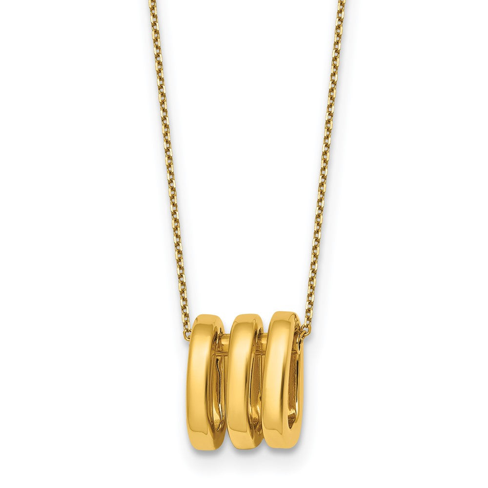 14k Polished 3 Oval Rings 16in With 2in Ext Necklace