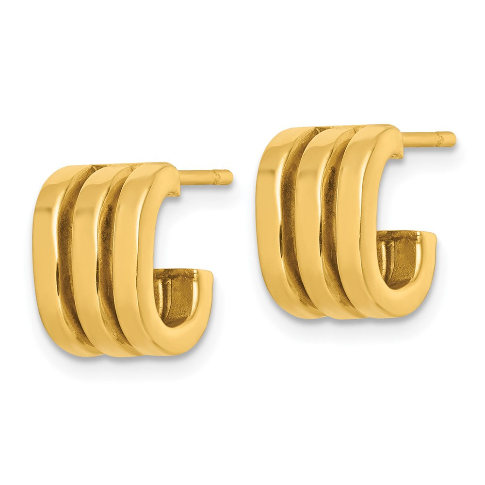 14k Polished 3 Oval Rings J-Hoop Earrings