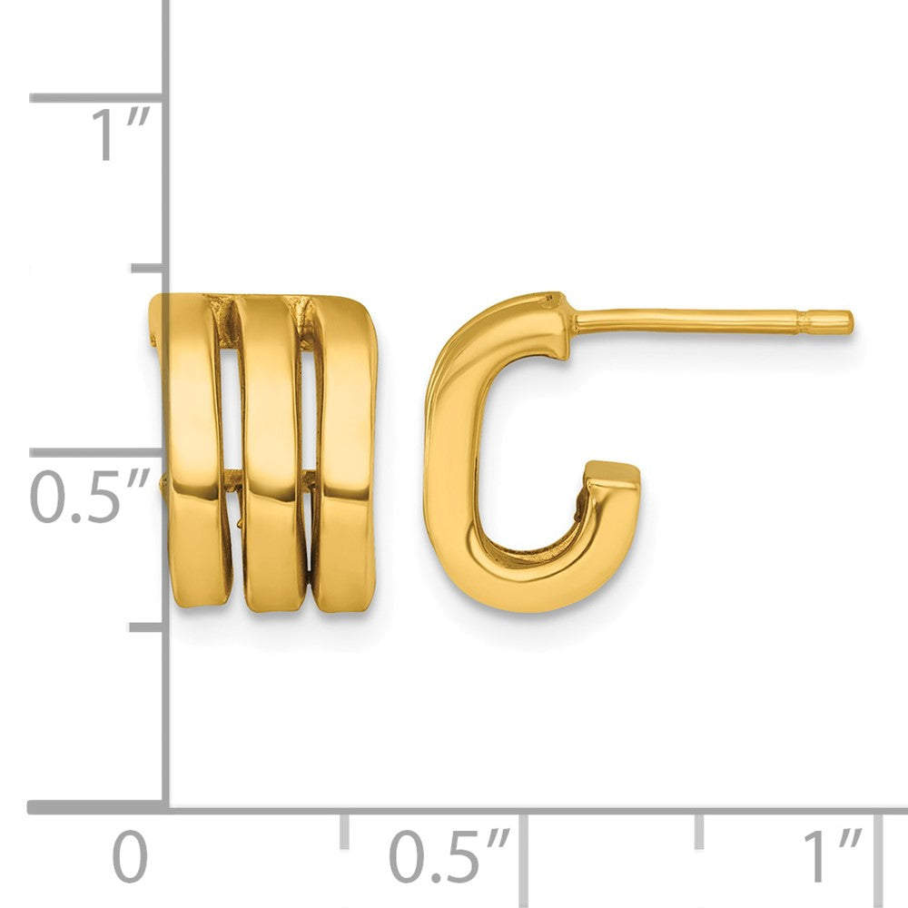 14k Polished 3 Oval Rings J-Hoop Earrings