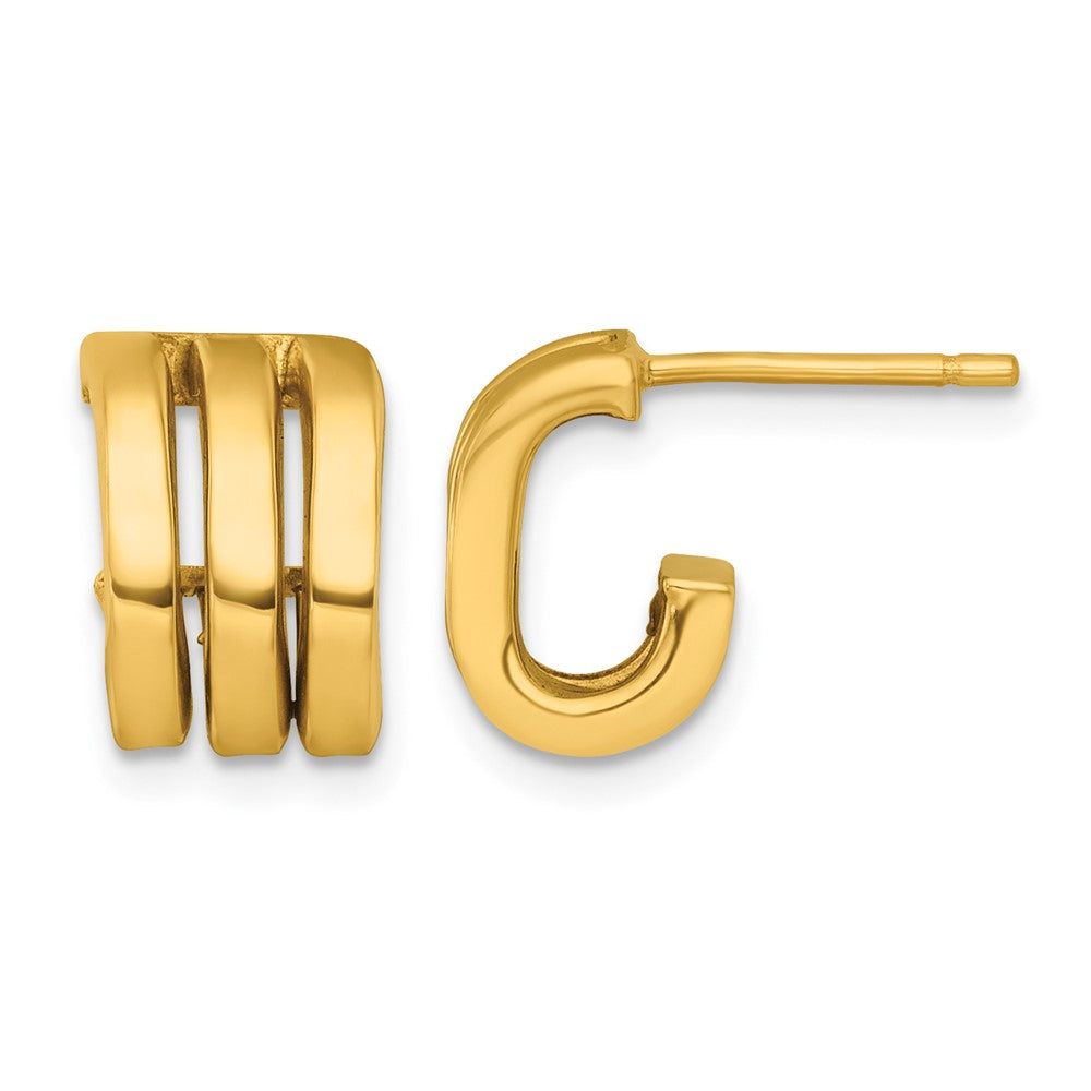 14k Polished 3 Oval Rings J-Hoop Earrings