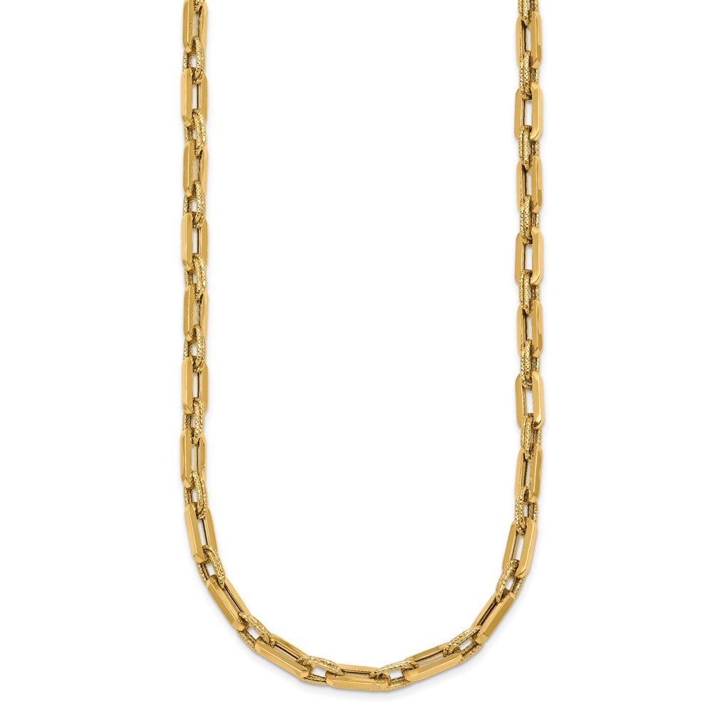 14K Polished and Textured Double Fancy Link Bracelet