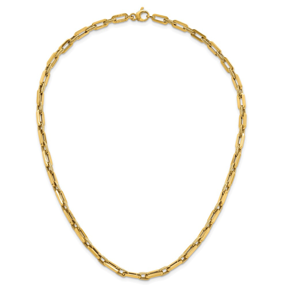 14K Polished and Textured Double Fancy Link Bracelet