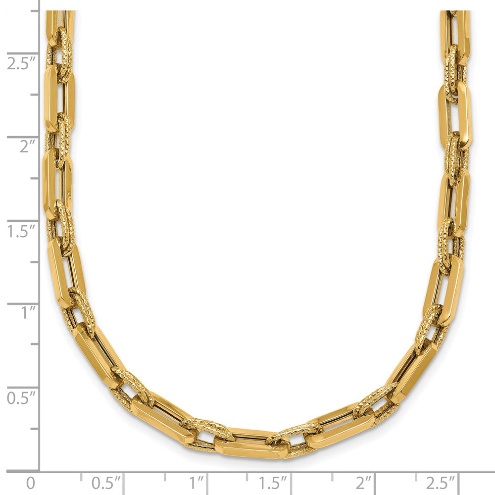 14K Polished and Textured Double Fancy Link Bracelet