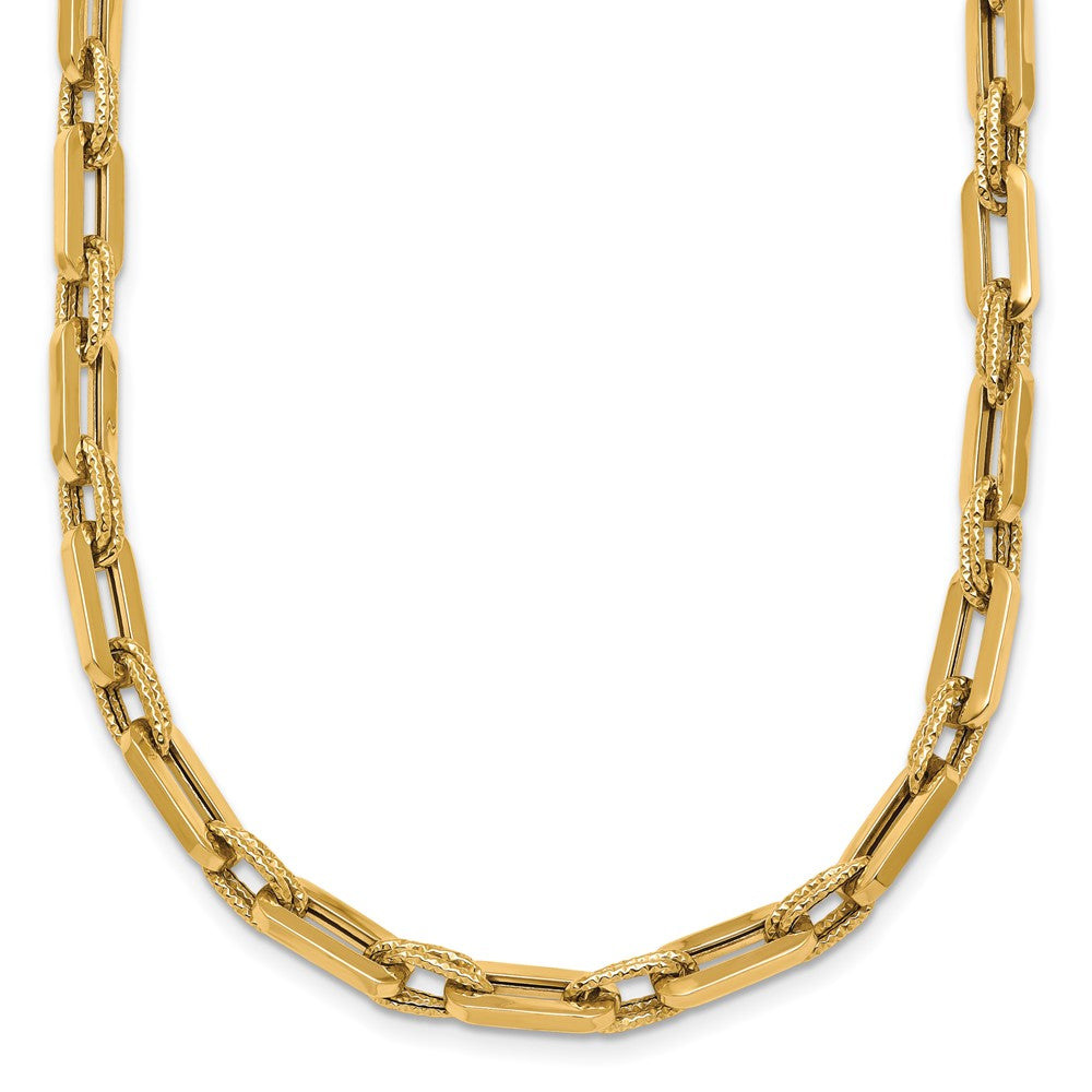 14K Polished and Textured Double Fancy Link Bracelet