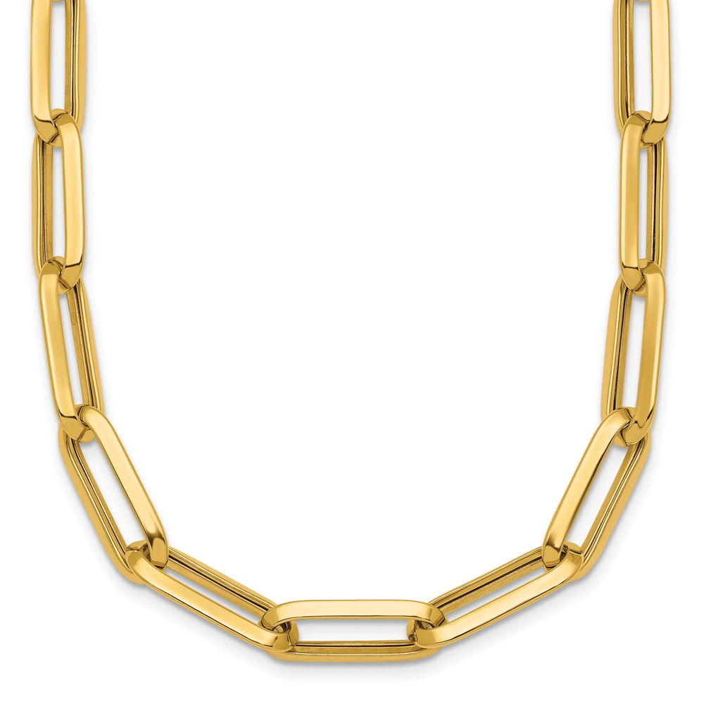 14k Polished Paperclip Link Chain 7mm Necklace